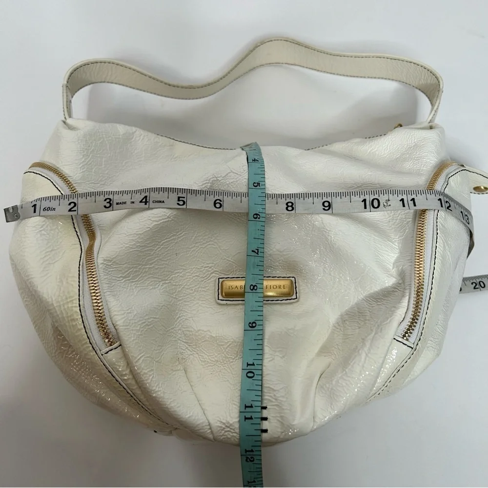 Isabella Fiore White Patent Leather Hobo Bag